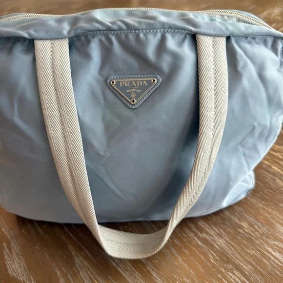 PRADA Hand Bag Nylon Light Blue Silver Auth 107215 - Picture 2 of 10